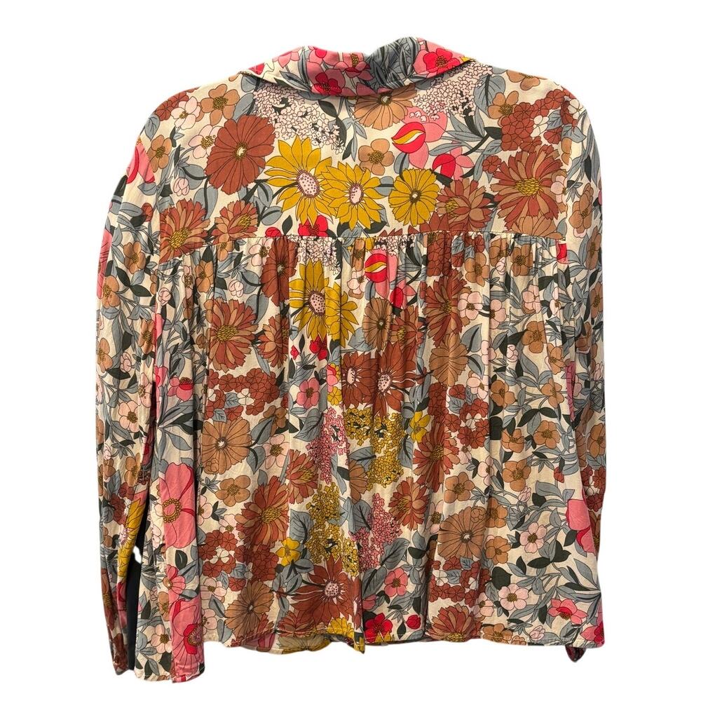 Bibi Floral Blouse Womens Medium Boho Cottagecore Long Sleeve Top - Picture 7 of 8